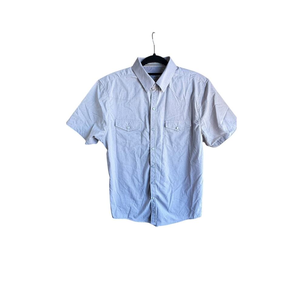 Craft & Flow Outlander Shirt Men M Beige Khaki Pearl Snap Button Up Short Sleeve
